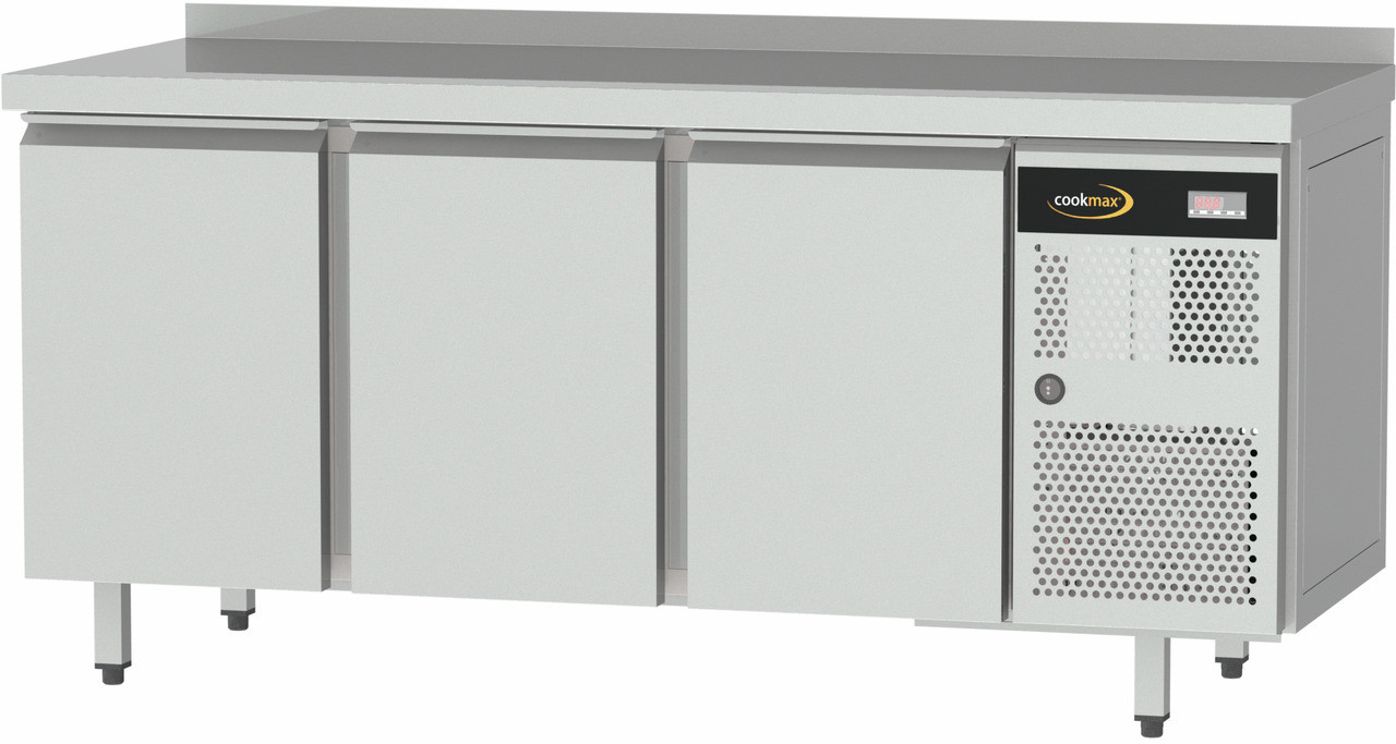 Tiefkühltisch Zentralkühlung, GN 1/1, 3 Türen, Tischplatte mit Aufkantung